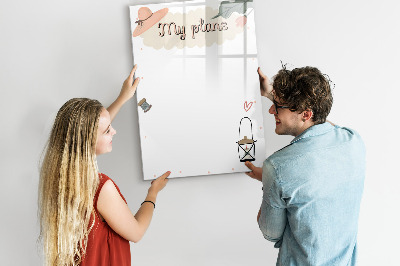 Memobord van glas met print inclusief neodymium magneten Plannen maken met plezier en creativiteit