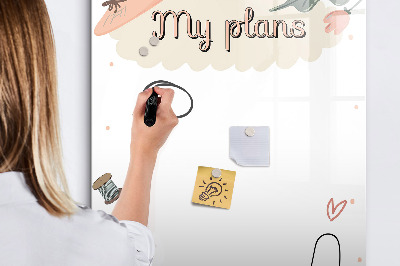 Memobord van glas met print inclusief neodymium magneten Plannen maken met plezier en creativiteit