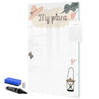 Memobord van glas met print inclusief neodymium magneten Plannen maken met plezier en creativiteit