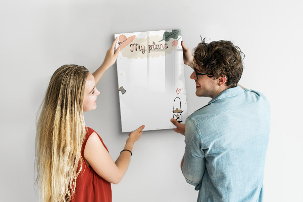 Memobord van glas met print inclusief neodymium magneten Plannen maken met plezier en creativiteit