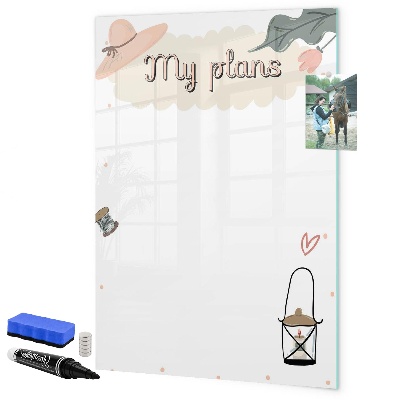 Memobord van glas met print inclusief neodymium magneten Plannen maken met plezier en creativiteit