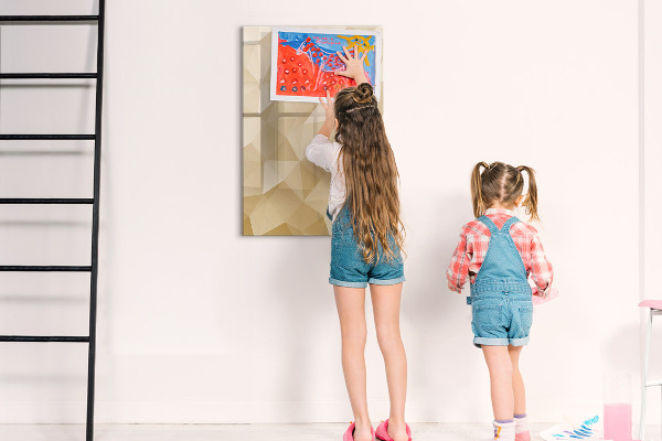 Decoratief glazen wandbord beschrijfbaar en magnetisch Modern prikbord voor notities en foto's