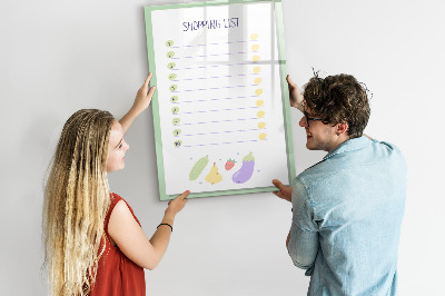 Memobord van glas met print inclusief neodymium magneten Boodschappenlijst met ruimte voor foto's