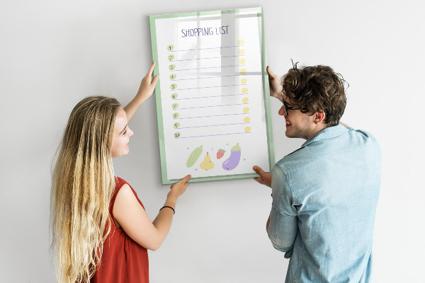 Memobord van glas met print inclusief neodymium magneten Boodschappenlijst met ruimte voor foto's