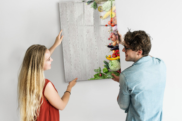 Decoratief glazen wandbord beschrijfbaar en magnetisch Creatief prikbord voor notities en foto's