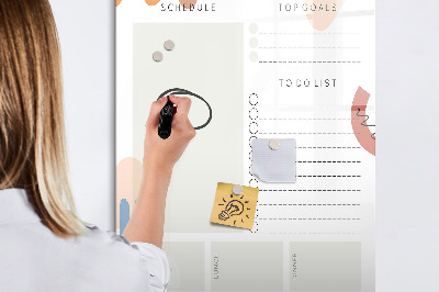 Memobord van glas met print inclusief neodymium magneten Dagplanner met ruimte voor foto's