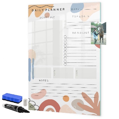 Memobord van glas met print inclusief neodymium magneten Dagplanner met ruimte voor foto's