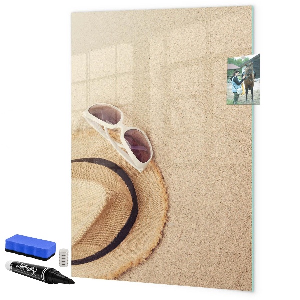 Decoratief glazen wandbord beschrijfbaar en magnetisch Zomerherinneringen aan het strand