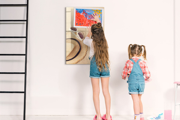 Decoratief glazen wandbord beschrijfbaar en magnetisch Zomerherinneringen aan het strand