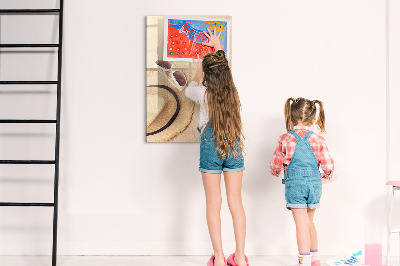 Decoratief glazen wandbord beschrijfbaar en magnetisch Zomerherinneringen aan het strand