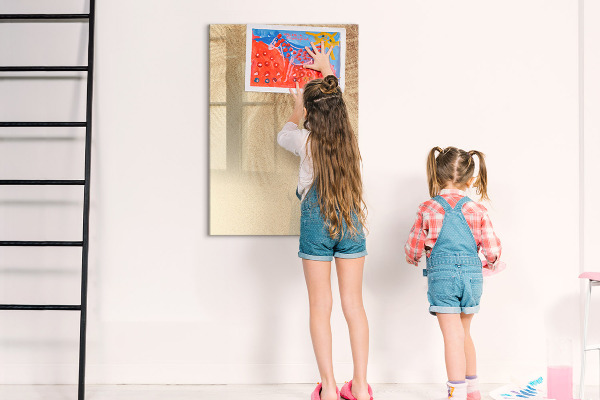 Memobord van glas met print inclusief neodymium magneten Bord voor foto's en notities