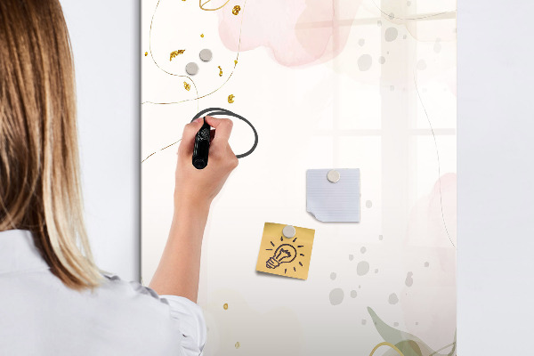 Decoratief glazen wandbord beschrijfbaar en magnetisch Creatief moodboard voor foto's en notities