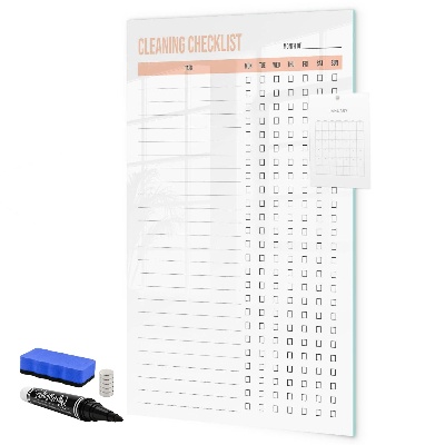 Memobord van glas met print inclusief neodymium magneten Maandelijkse schoonmaaklijst