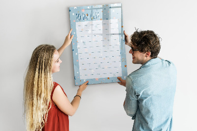 Decoratief glazen wandbord beschrijfbaar en magnetisch Takenlijst met ruimte voor foto's