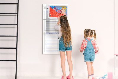 Memobord van glas met print inclusief neodymium magneten Maandelijks schoonmaakschema