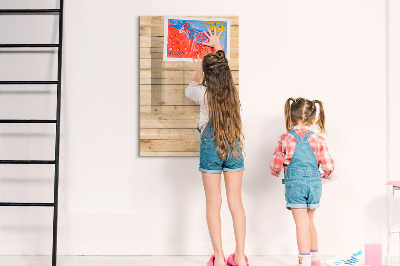 Decoratief glazen wandbord beschrijfbaar en magnetisch Notitiebord op een houten achtergrond