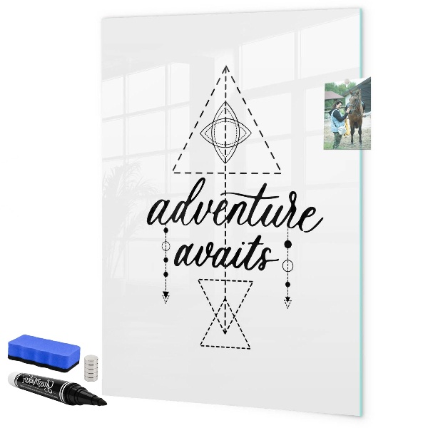 Memobord van glas met print inclusief neodymium magneten Een creatieve ruimte voor herinneringen en avonturen.