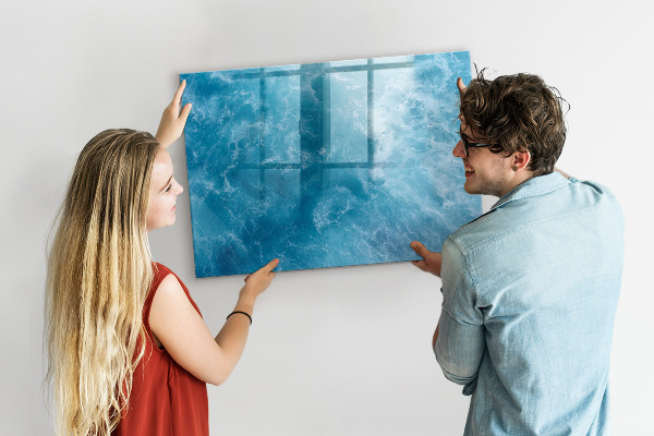 Decoratief glazen wandbord beschrijfbaar en magnetisch Een kleurrijk prikbord voor notities en foto's