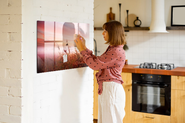 Memobord van glas met print inclusief neodymium magneten Een creatieve ruimte voor het presenteren van foto's