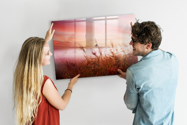 Memobord van glas met print inclusief neodymium magneten Een creatieve ruimte voor het presenteren van foto's