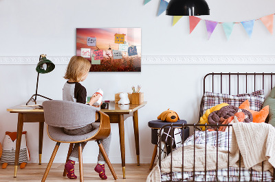 Memobord van glas met print inclusief neodymium magneten Een creatieve ruimte voor het presenteren van foto's