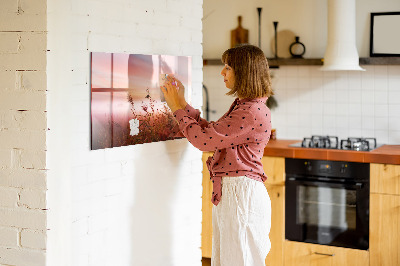 Memobord van glas met print inclusief neodymium magneten Een creatieve ruimte voor het presenteren van foto's