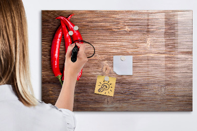 Decoratief glazen wandbord beschrijfbaar en magnetisch Een praktisch prikbord voor notities en foto's.