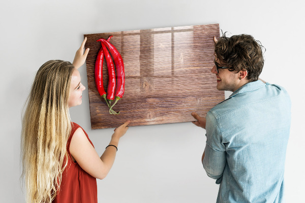 Decoratief glazen wandbord beschrijfbaar en magnetisch Een praktisch prikbord voor notities en foto's.