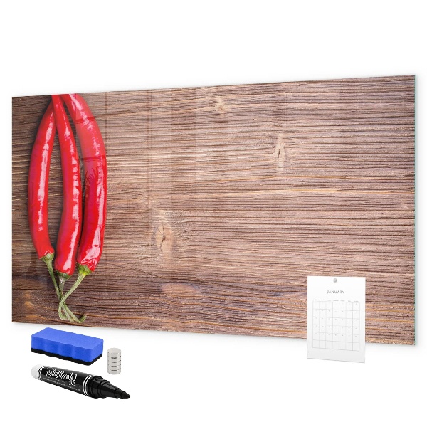 Decoratief glazen wandbord beschrijfbaar en magnetisch Een praktisch prikbord voor notities en foto's.