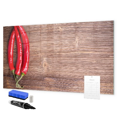 Decoratief glazen wandbord beschrijfbaar en magnetisch Een praktisch prikbord voor notities en foto's.