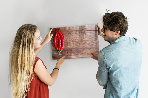 Decoratief glazen wandbord beschrijfbaar en magnetisch Een praktisch prikbord voor notities en foto's.
