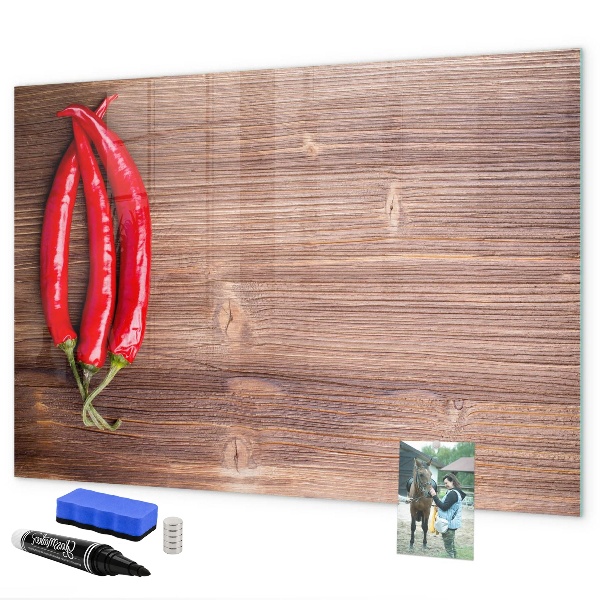 Decoratief glazen wandbord beschrijfbaar en magnetisch Een praktisch prikbord voor notities en foto's.