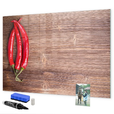 Decoratief glazen wandbord beschrijfbaar en magnetisch Een praktisch prikbord voor notities en foto's.