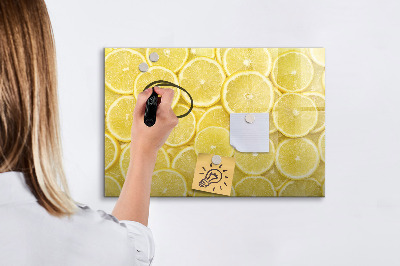 Decoratief glazen wandbord beschrijfbaar en magnetisch Citroenmotief met foto's en accessoires