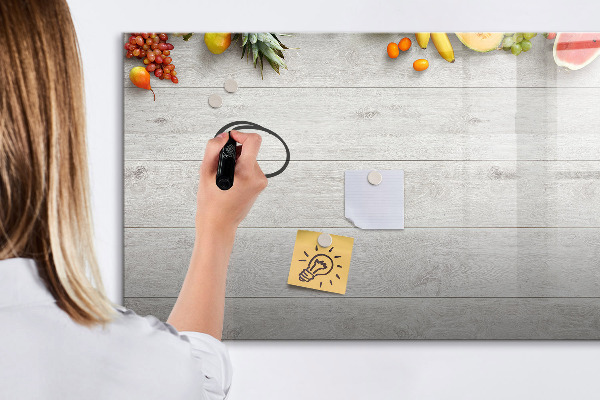 Decoratief glazen wandbord beschrijfbaar en magnetisch Kleurrijke fotopresentatieset