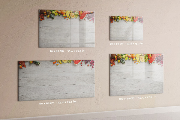 Decoratief glazen wandbord beschrijfbaar en magnetisch Kleurrijke fotopresentatieset