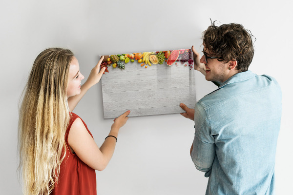 Decoratief glazen wandbord beschrijfbaar en magnetisch Kleurrijke fotopresentatieset