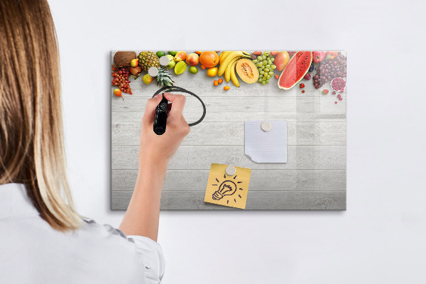 Decoratief glazen wandbord beschrijfbaar en magnetisch Kleurrijke fotopresentatieset