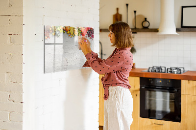 Decoratief glazen wandbord beschrijfbaar en magnetisch Kleurrijke fotopresentatieset