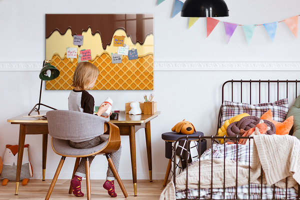 Decoratief glazen wandbord beschrijfbaar en magnetisch Mooie momenten op de ijsbaan