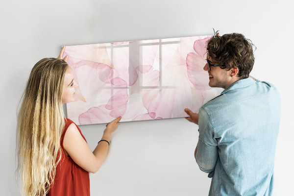 Decoratief glazen wandbord beschrijfbaar en magnetisch Creatief moodboard voor foto's en notities
