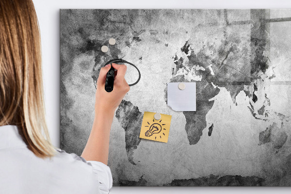 Memobord van glas met print inclusief neodymium magneten Wereldkaart met persoonlijke foto's