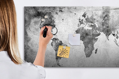 Memobord van glas met print inclusief neodymium magneten Wereldkaart met persoonlijke foto's