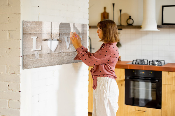 Decoratief glazen wandbord beschrijfbaar en magnetisch Liefde in foto's en herinneringen
