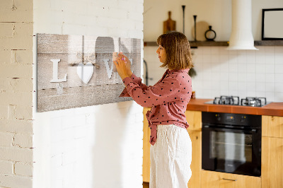 Decoratief glazen wandbord beschrijfbaar en magnetisch Liefde in foto's en herinneringen