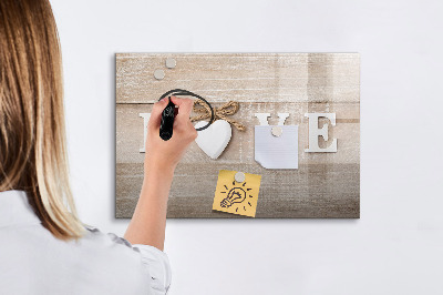 Decoratief glazen wandbord beschrijfbaar en magnetisch Liefde in foto's en herinneringen