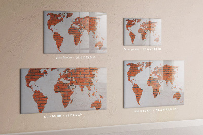 Memobord van glas met print inclusief neodymium magneten Een wereldkaart met persoonlijke herinneringen.