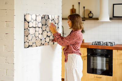 Decoratief glazen wandbord beschrijfbaar en magnetisch Natuurlijk hout in een moderne uitvoering