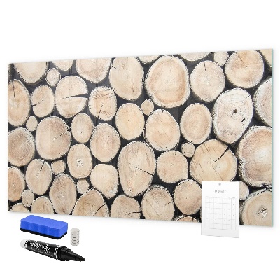 Decoratief glazen wandbord beschrijfbaar en magnetisch Natuurlijk hout in een moderne uitvoering