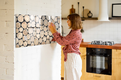 Decoratief glazen wandbord beschrijfbaar en magnetisch Natuurlijk hout in een moderne uitvoering